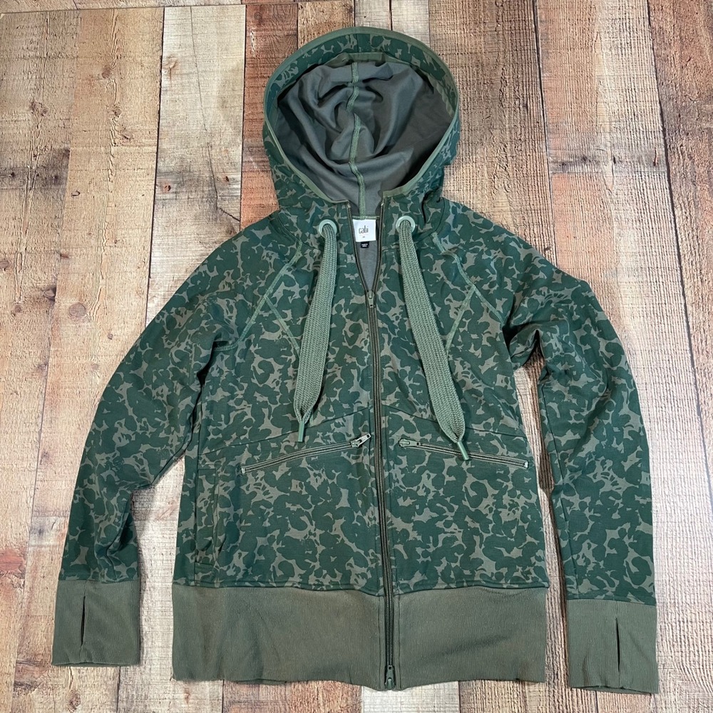 Cabi Marathon Jacket 6030 Green Camo Full Zip Hoodie Sweatshirt Medium
